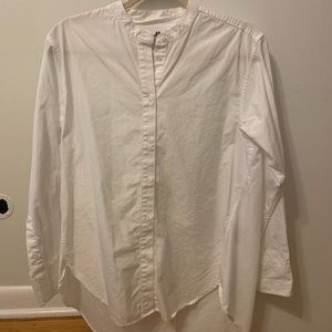 Thomas Mason for J. Crew white button up collarless blouse